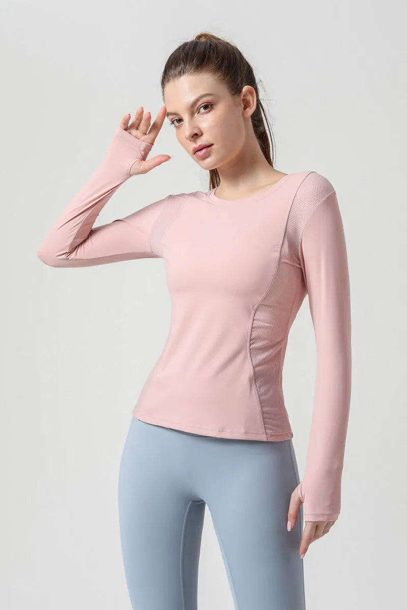 Side Mesh Insert Long Sleeve Shirt