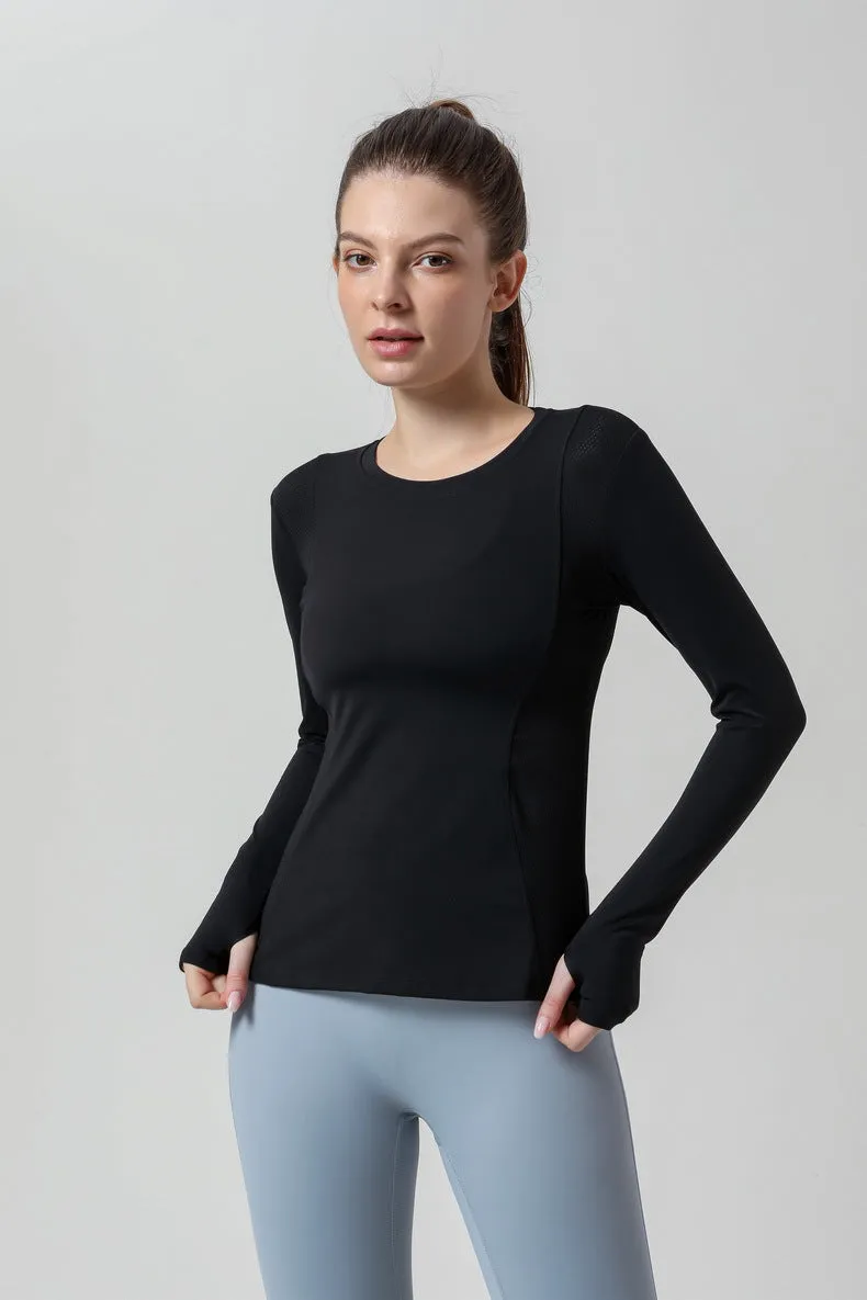 Side Mesh Insert Long Sleeve Shirt