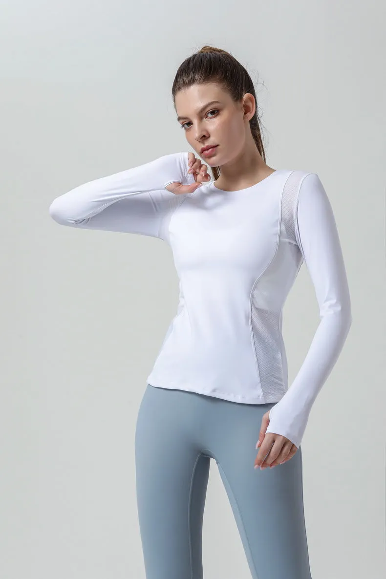 Side Mesh Insert Long Sleeve Shirt