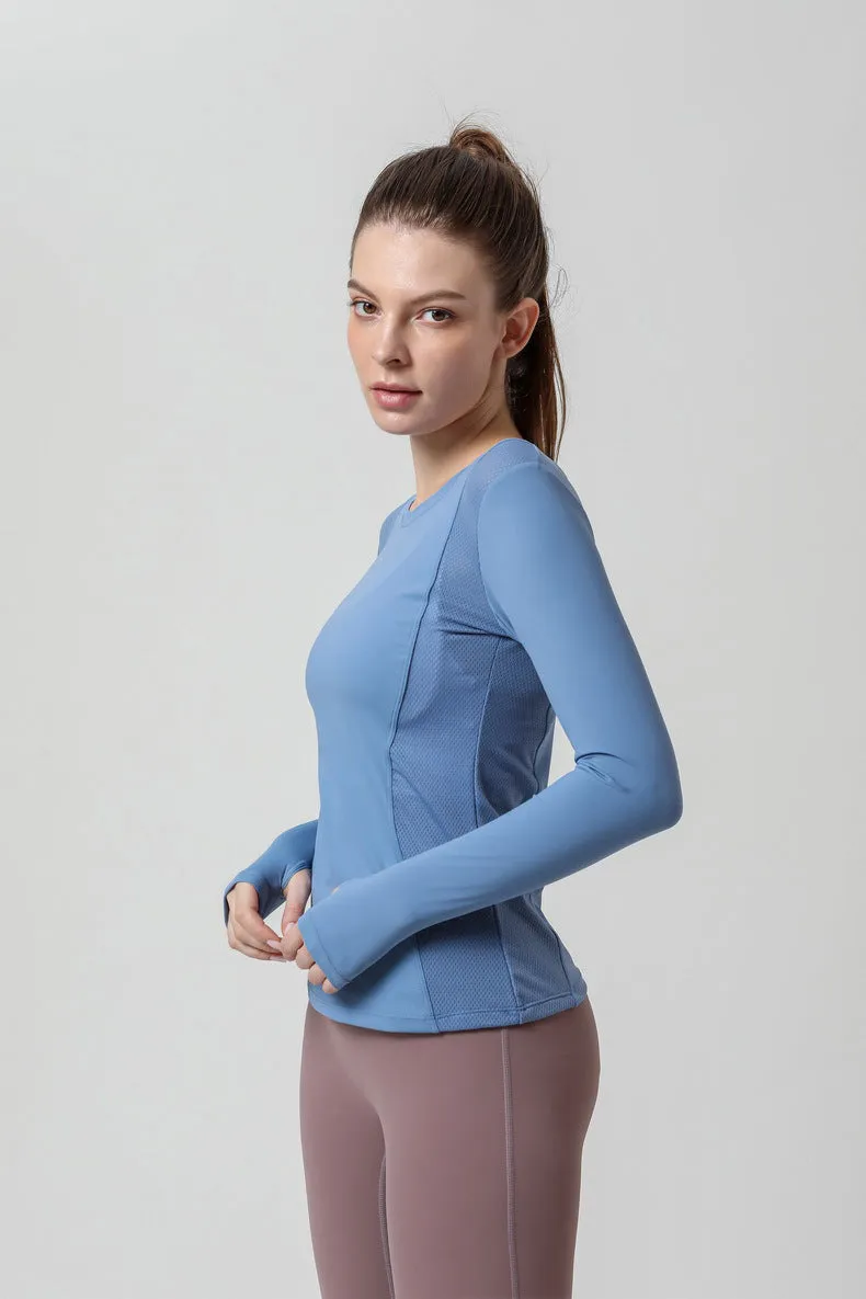 Side Mesh Insert Long Sleeve Shirt