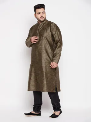 VASTRAMAY Black Silk Kurta and Pyjama Set