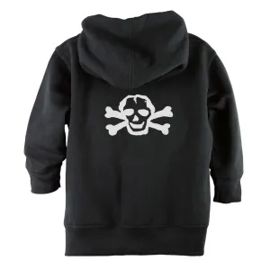 White Scribble Skull Front Zipper Toddler Hoodie