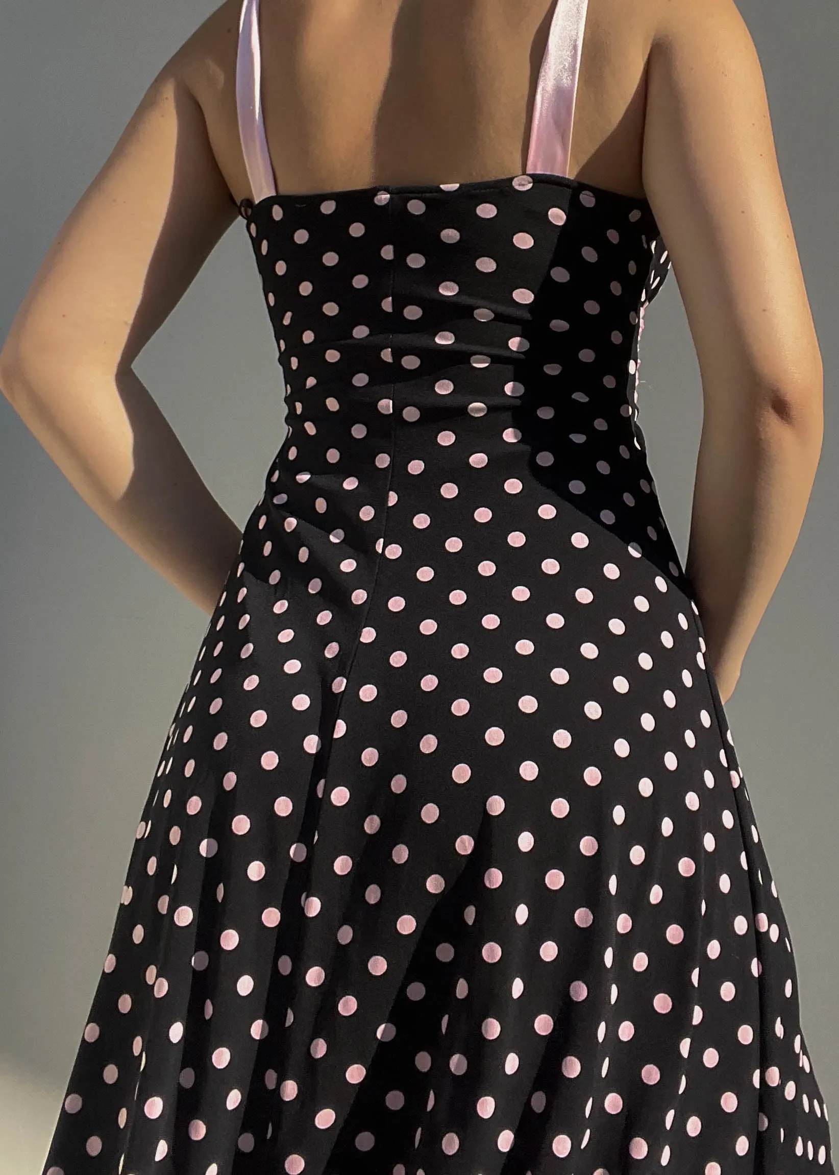 Y2k Black & Pink Polka Dot Dress (S)