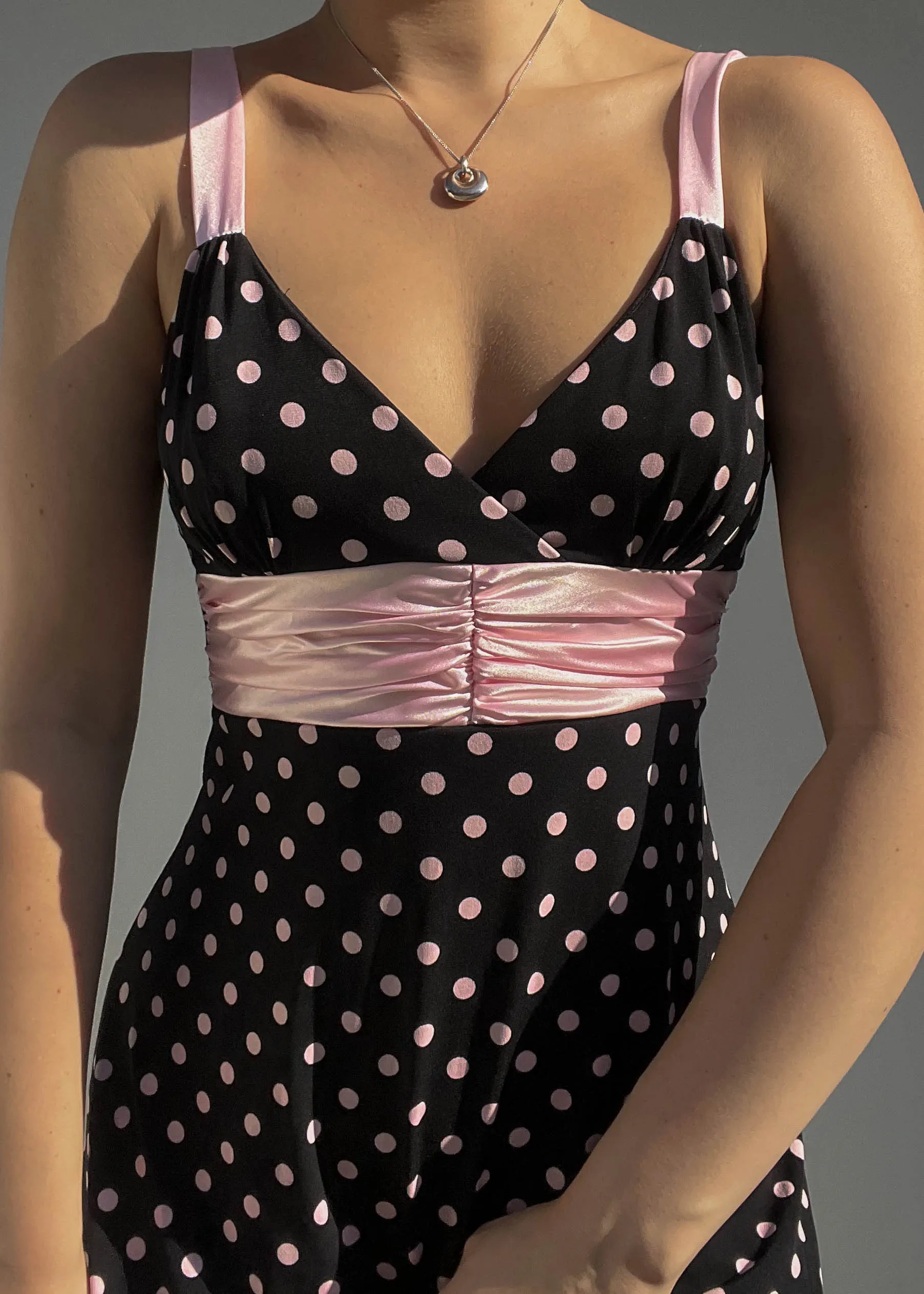 Y2k Black & Pink Polka Dot Dress (S)